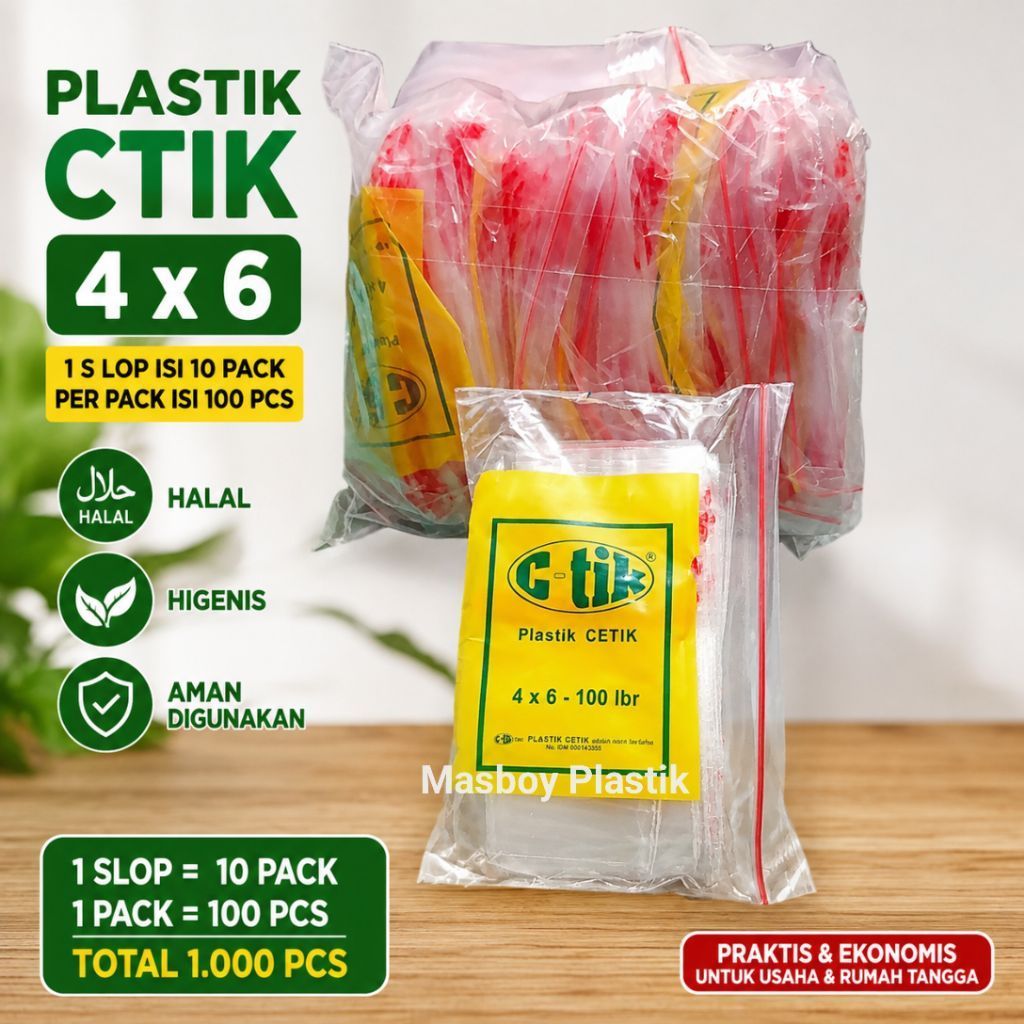 C-Tik Cetik พลาสติก 4x6 จํานวน 100 ชิ้น | 1 ดื้อรั้น 10 แพ็ค | บรรจุภัณฑ์พลาสติกสินค้าขนาดเล็ก Sambl