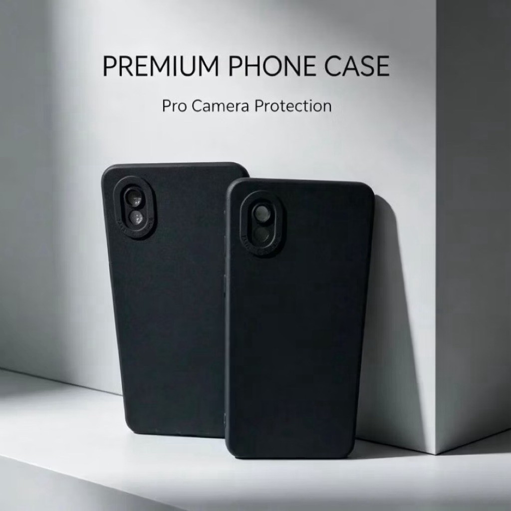 Softcase Casing Pro Camera Samsung A01 Core M01 Core Silicone Black Plain Full Black