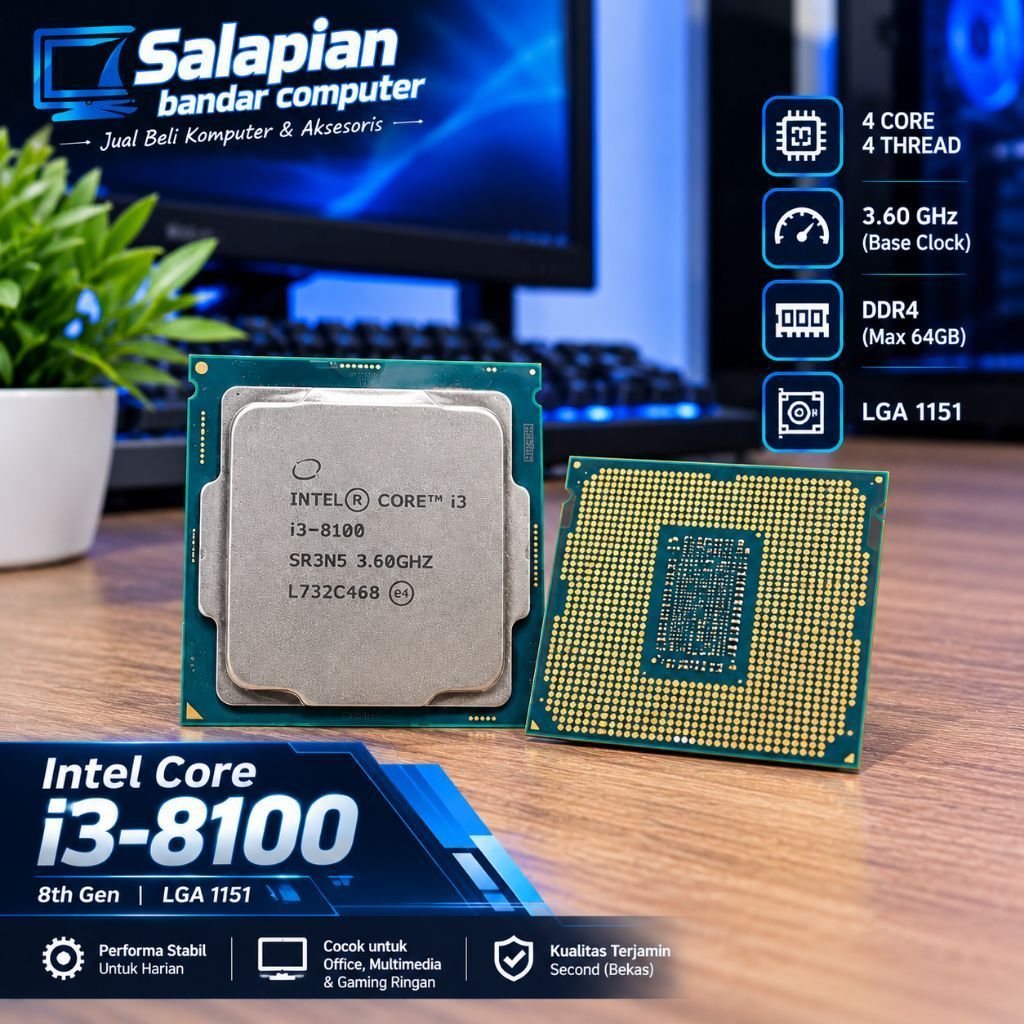 PROCESOR i3-8100 LGA 1151 พร้อมการรับประกัน