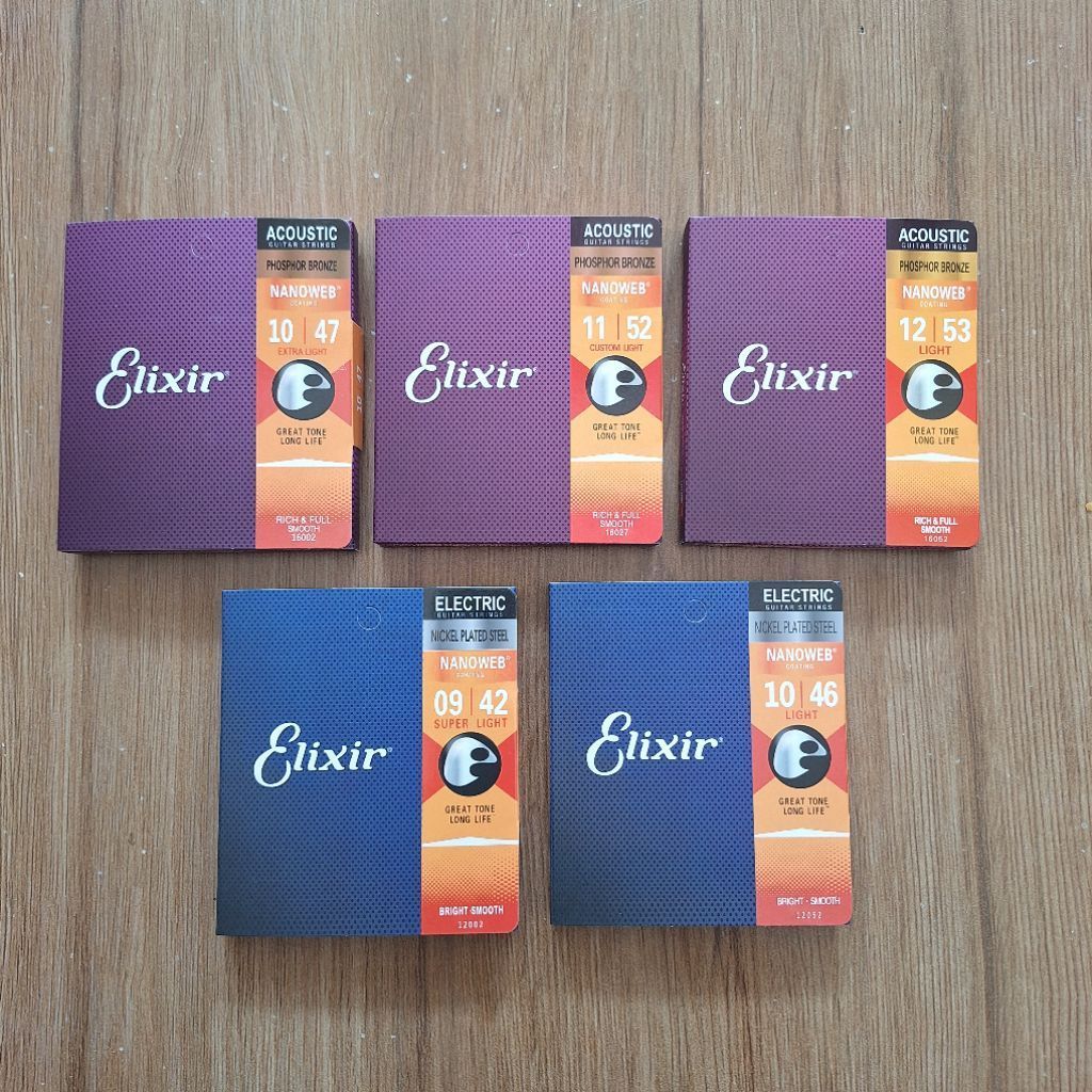 สายกีต้าร์โปร่งและไฟฟ้า Elixir สายกีต้าร์ Elixir Nanoweb