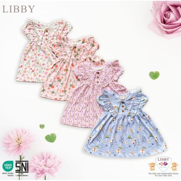 LJ 1 ชิ้น LIBBY BABY EARTH COLOR "NA DRESS" Cotton Motif ขนาด 6-12 M, 1-2 Y, 3-4 Y, 5-6 Y DRESS
