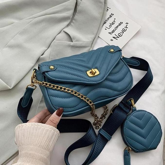 DB123 } 19451 WOMENS SLING BAG FREE POUCH COIN PREMIUM SLINGBAG