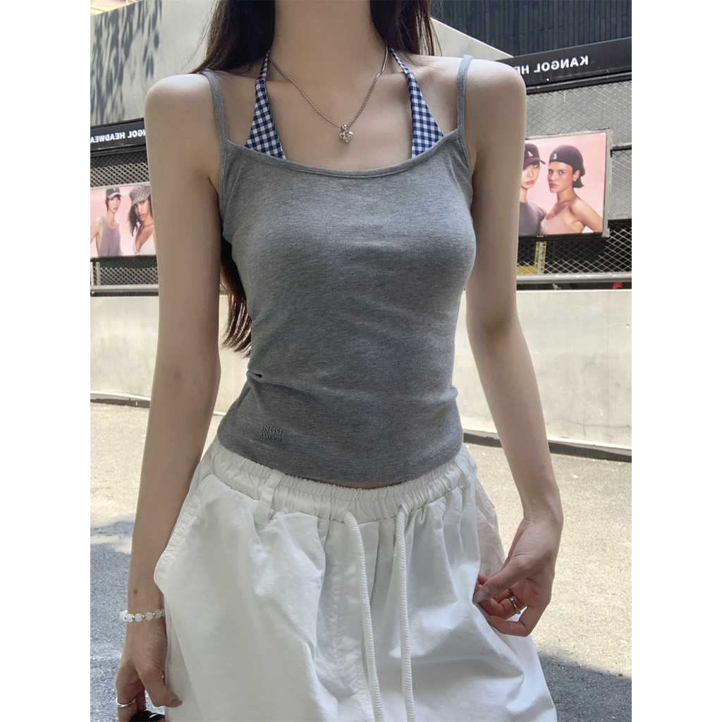 Dainty Vogueเสื้อกล้ามคล้องคอแขนสั้นสําหรับฤดูร้อนของผู้หญิง