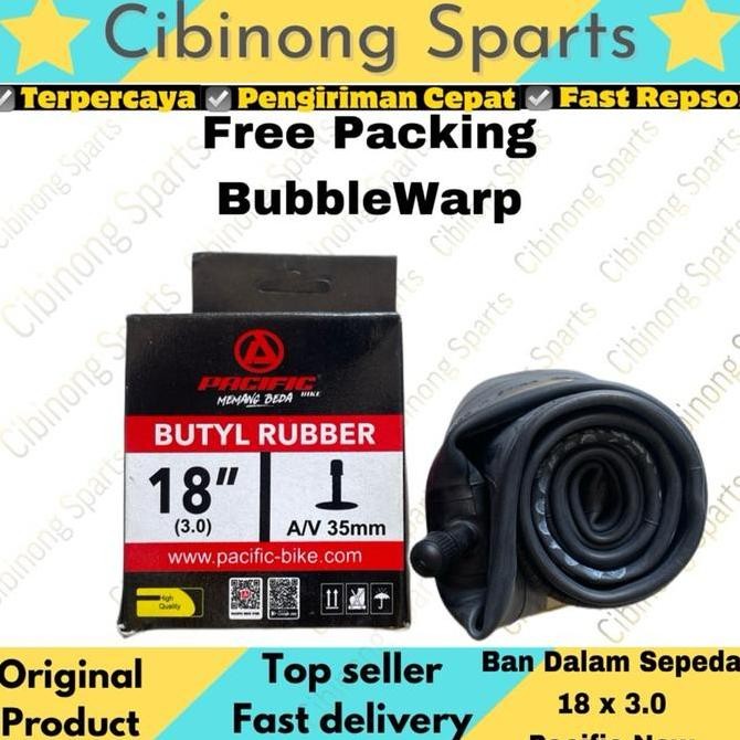 Pacific Bicycle Inner Tube 18 x 3.0 Jumbo Valve A/V 35mm Free Packing Bubble Wrap