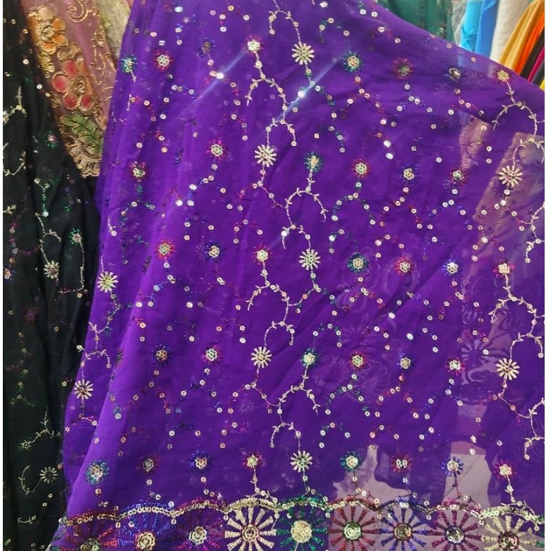 INDIAN SARI MATERIAL FABRIC/GAMIS MATERIAL, SARI, LATEST MEWh และนุ่ม (ราคาต่อครึ่งเมตร)