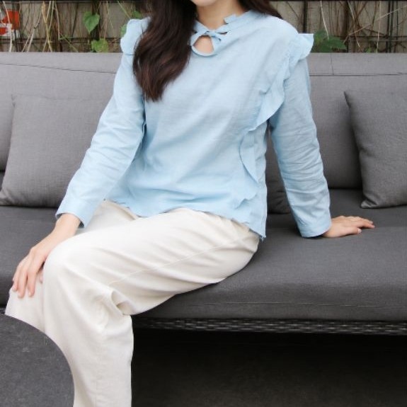AMP - NAKITA BLUE PLAIN BLOUSE (AMP044)