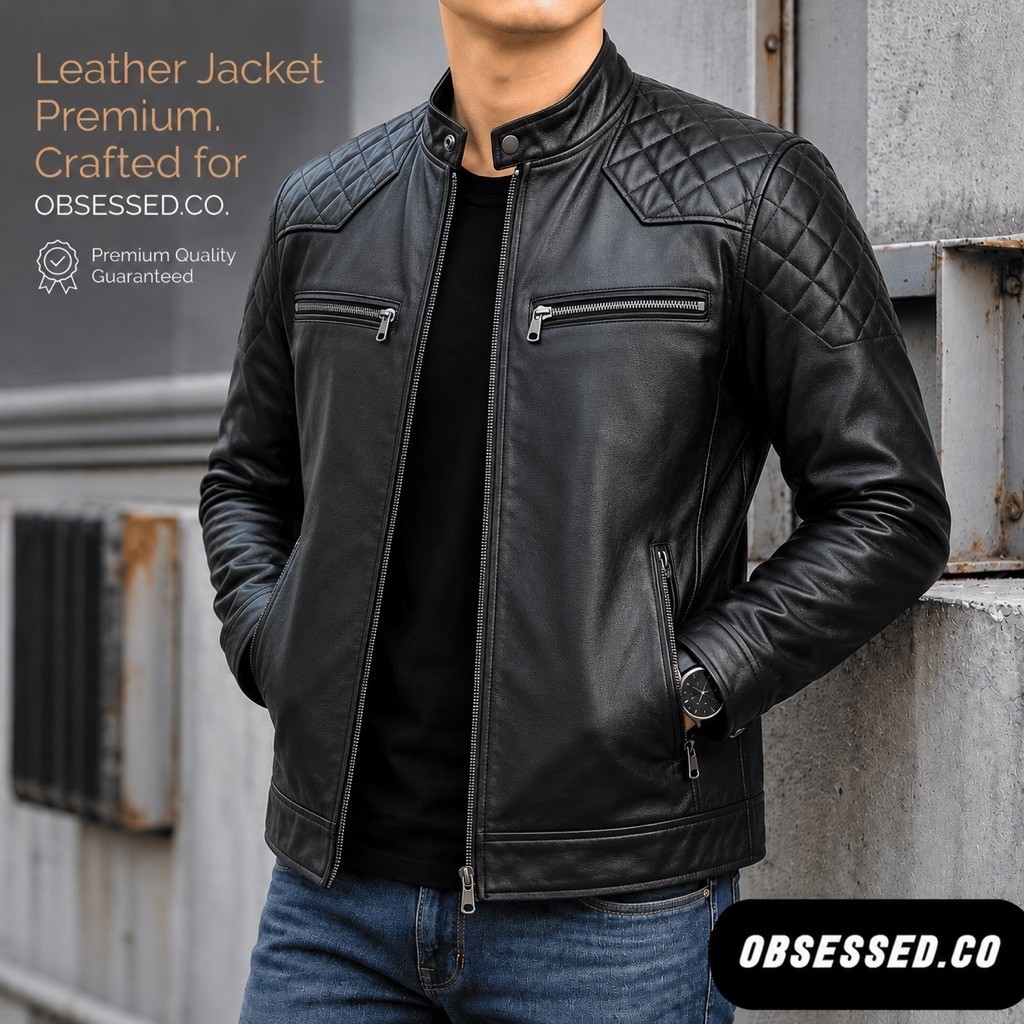 Beckham Vienna Mens Waterproof and Windproof Leather Jacket / Vienna Mens Leather Motorcycle Jacket 