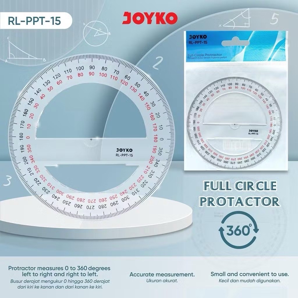 JOYKO ไม้โปรแทรกเตอร์แบบเต็มวงกลม RL-PPT-15 360