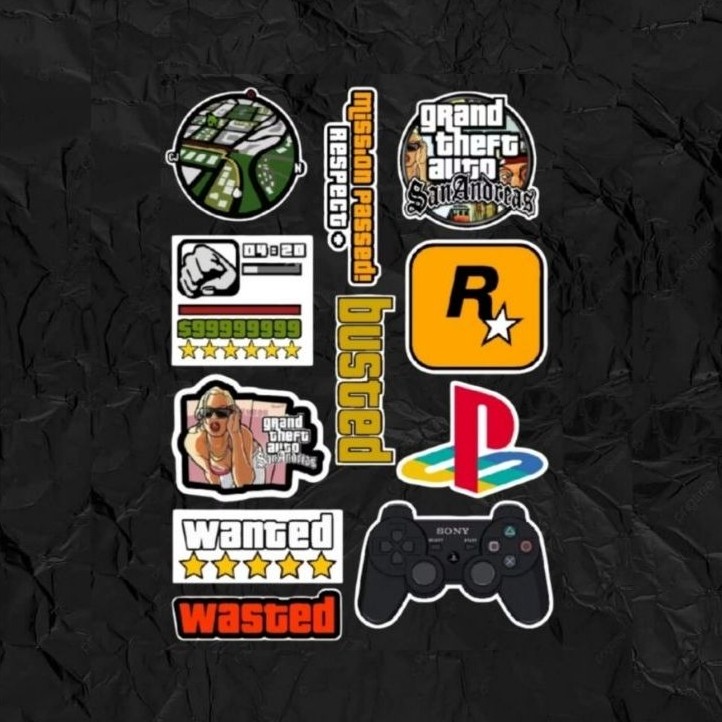 สติ๊กเกอร์อุปกรณ์เสริมแพ็ค Grand Theft Auto San Andreas GTA San Andreas