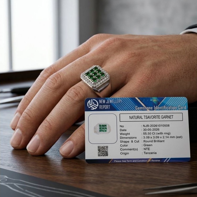 Green Tsavorite Garnet Round Mix Cut Ring Stamp Model รวมบันทึกที่ผ่านการรับรอง