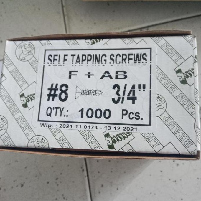 Tapping Screw fab (+) 8x3/4, m4x19, 1 กล่อง มี 1000