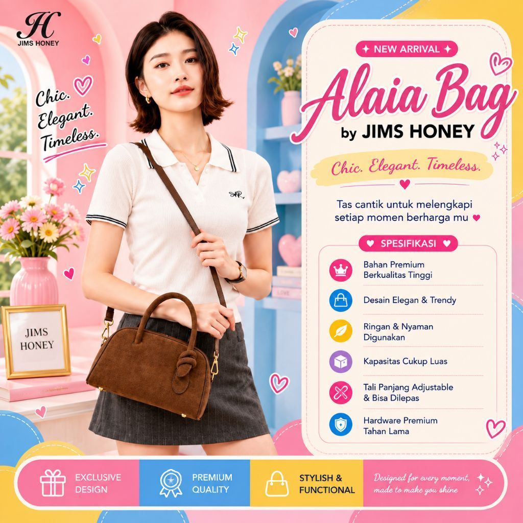 กระเป๋า Jims Honey Alaia - กระเป๋าสะพายข้างผู้หญิงสวยๆทําจากวัสดุพรีเมี่ยมดีไซน์หรูหราและอินเทรนด์สํ