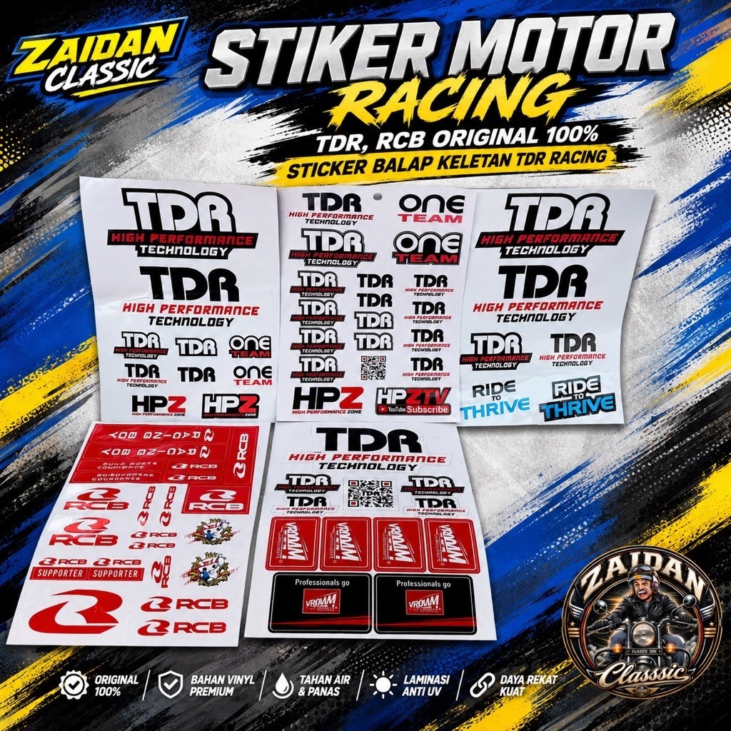 สติ๊กเกอร์มอเตอร์ไซค์ TDR RACING, สติ๊กเกอร์แข่ง TDR ดั้งเดิม 100%, RCB RACING