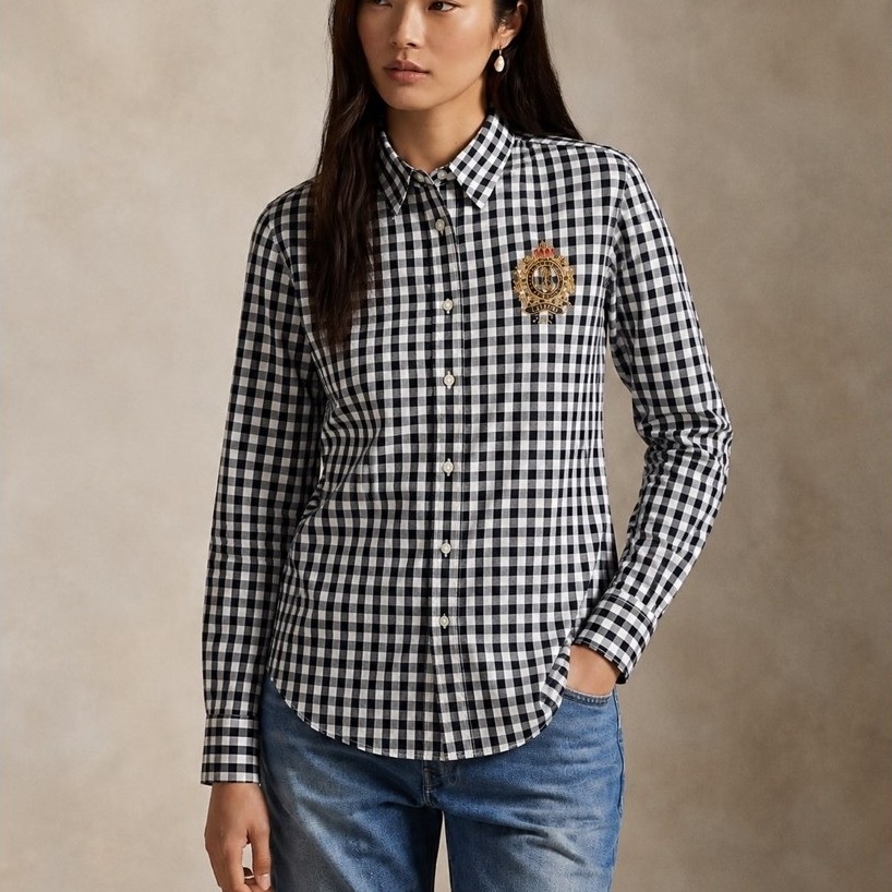 KEMEJA Ralph Lauren เสื้อเชิ้ตผ้าฝ้ายผู้หญิง / เสื้อเชิ้ตผู้หญิง Ralph Lauren Polo