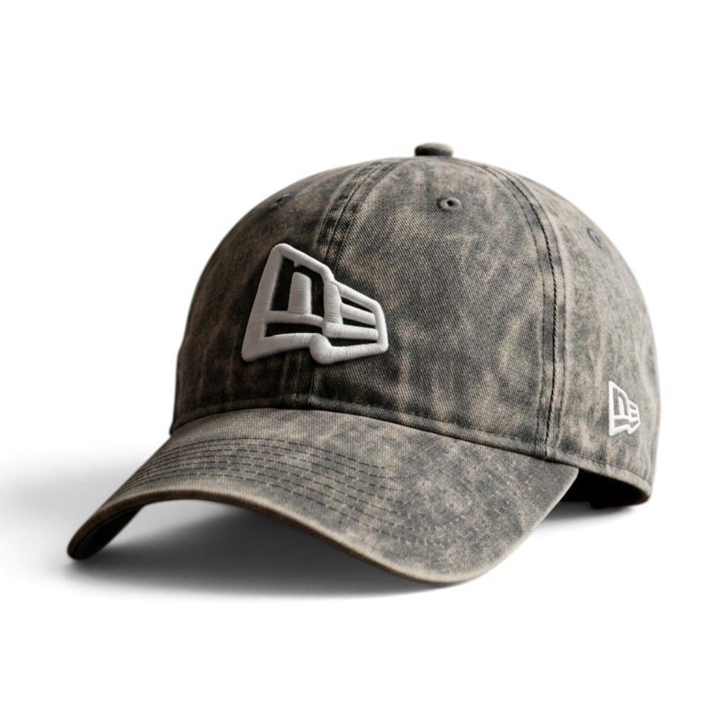 New Era Acid Wash Grey หมวกเบสบอลนําเข้าระดับพรีเมียม - หมวกยีนส์ล้างสําหรับผู้ชายและผู้หญิงวินเทจสี