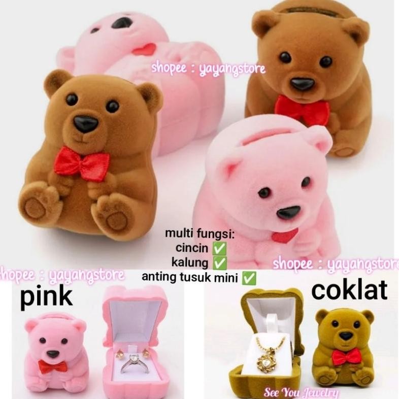 จัดส่งฟรี Xtra กล่องแหวน-กล่องสร้อยคอ-ที่ไม่ซ้ํากันกํามะหยี่หมีรุ่นข้อเสนองานแต่งงานกล่องเครื่องประด