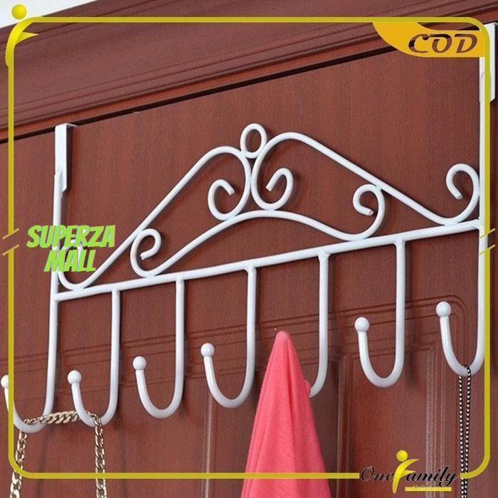 GANTUNGAN Wdr-75 Mega yg-56 ONE-C789 ที่แขวนประตูมัลติฟังก์ชั่นแบบไม่มีตะปู 7 ตะขอไม้แขวนเสื้อเหล็ก/