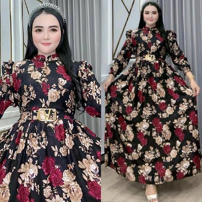 KATUN SF ชุดเดรสจับจีบ Haruka สําหรับผู้หญิงพร้อมเข็มขัดฟรี ผ้าคอตตอนเรยอน Gln