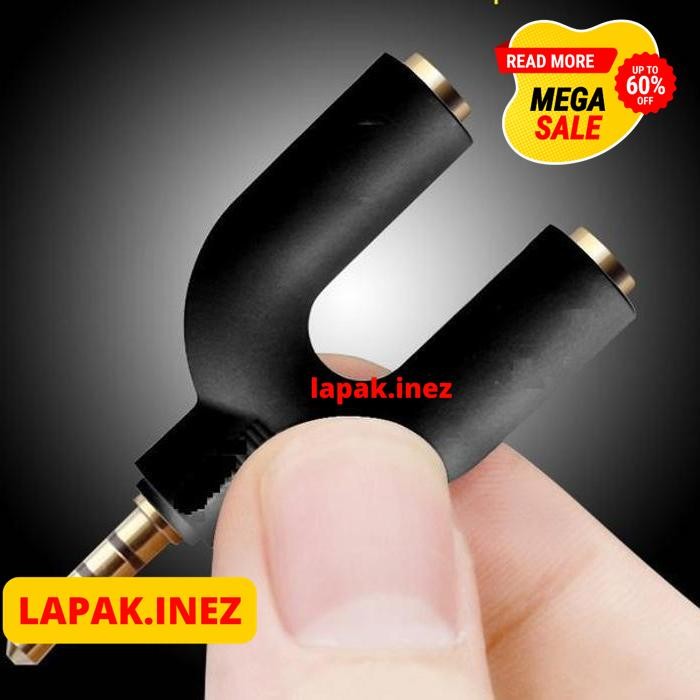 U SHAPE SPLITTER JACK HEADPHONE MIC TO SMARTPHONE SMULE VC BY INEZ COLLECTION