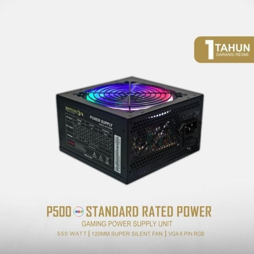PSU สําหรับเล่นเกม Imperion 550W พร้อมคุณสมบัติ RGB LED