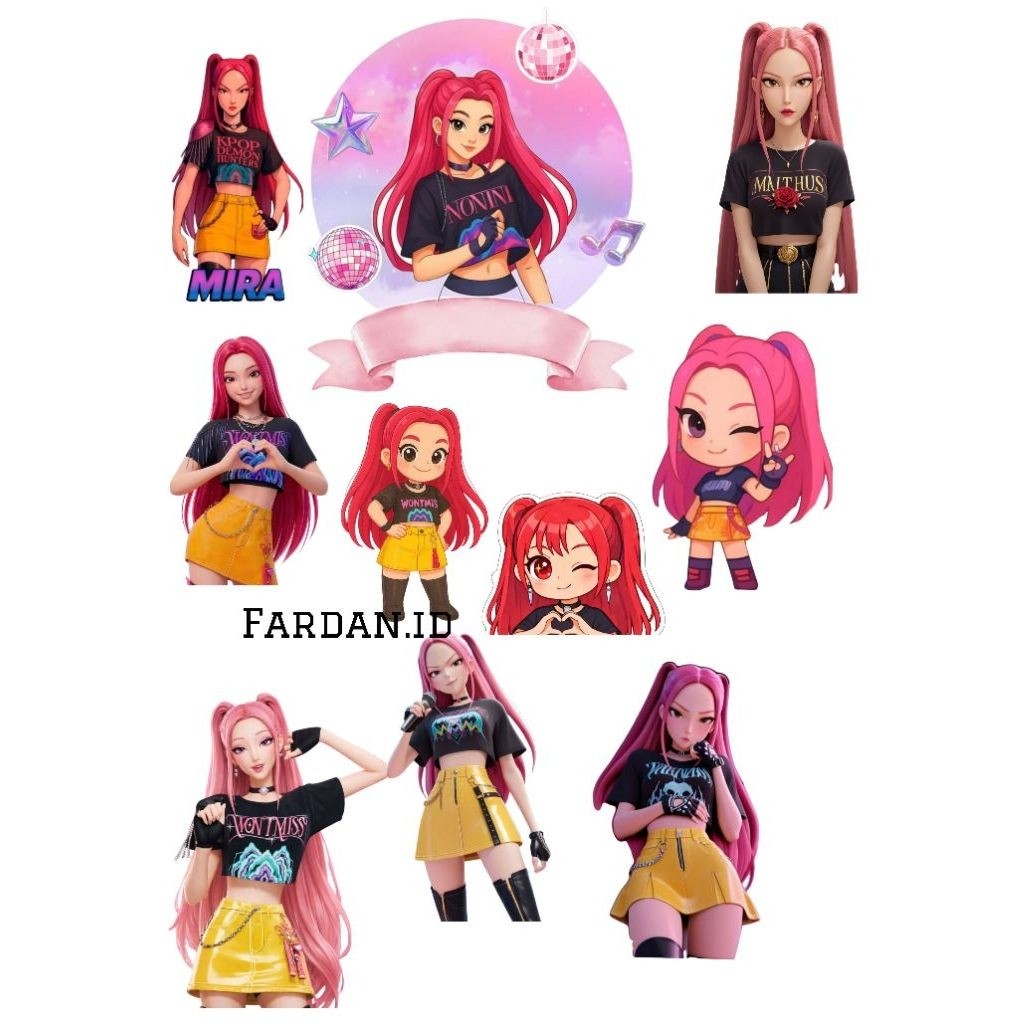 MIRA KPOP HUNTER CUSTOM NAME เค้ก TOPPER/ MIRA KPOP HUNTER TOPPER/ MIRA วันเกิดเค้ก TOPPER