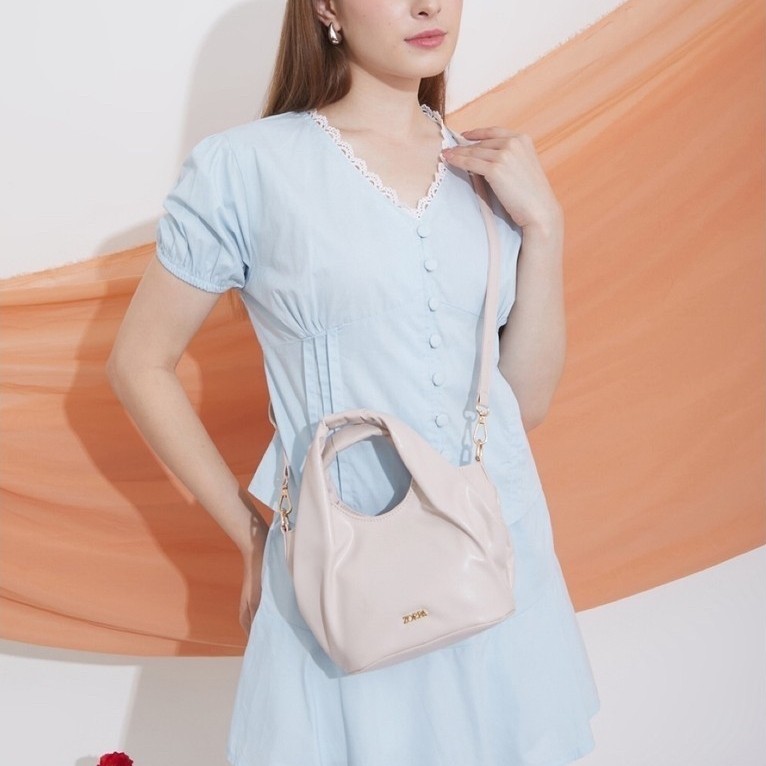ZORRA Viola Mini PU Leather Handbag Elegant Korean Style Sling Bag Black Ivory Khaki