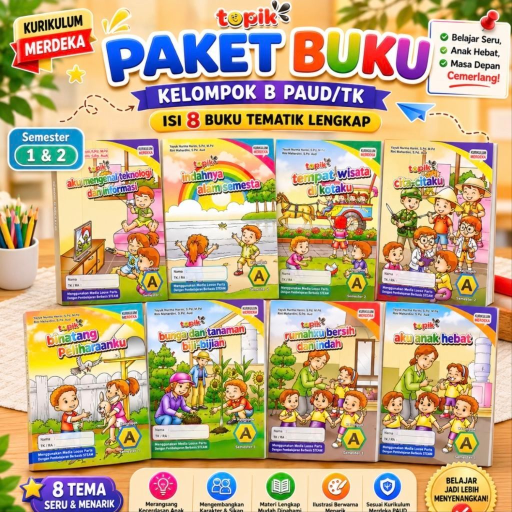 หนังสือ Curriculum อิสระ Group A PAUD TK ประกอบด้วยหนังสือท็อปนิก 8 เล่ม (Duta อักษรา)
