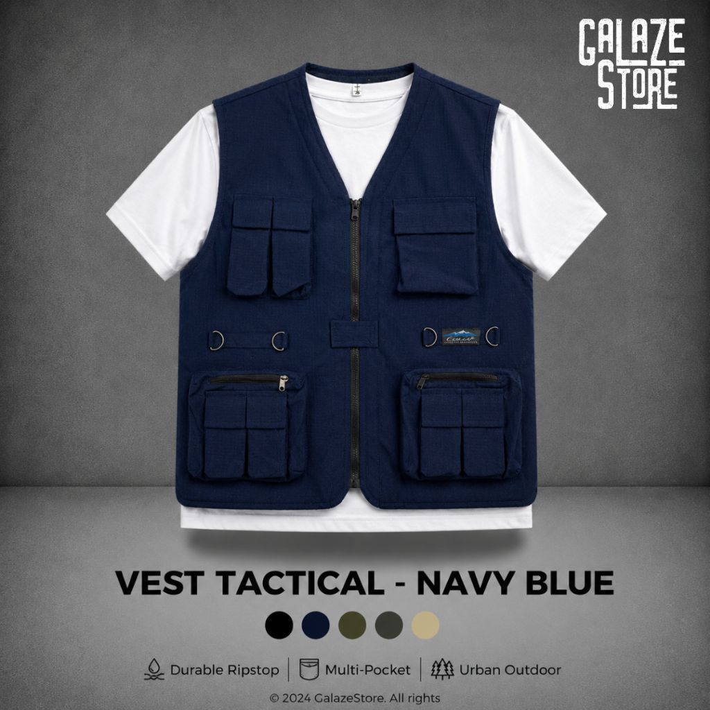 NAVY BLUE VEST - TACTICAL VEST - NAVY BLUE RIPSTOP VEST - OUTDOOR FIELD VEST - NAVY BLUE VEST - NAVY