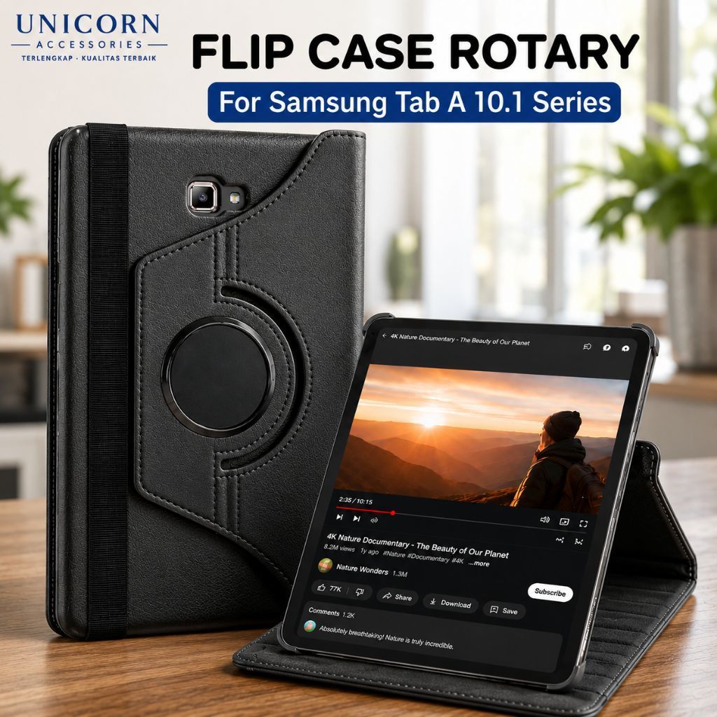 Samsung Galaxy Tab A 10.1 นิ้ว P585 P580 P585Y T515 T510 T580 T585 Rotary Flip Cover Case ขาตั้งหนัง