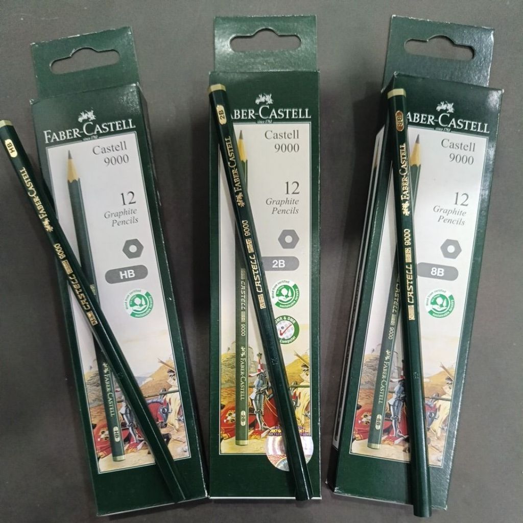 FABER CASTELL PENCIL 2B HB 8B / CASTELL 9000 2B, HB, 8B
