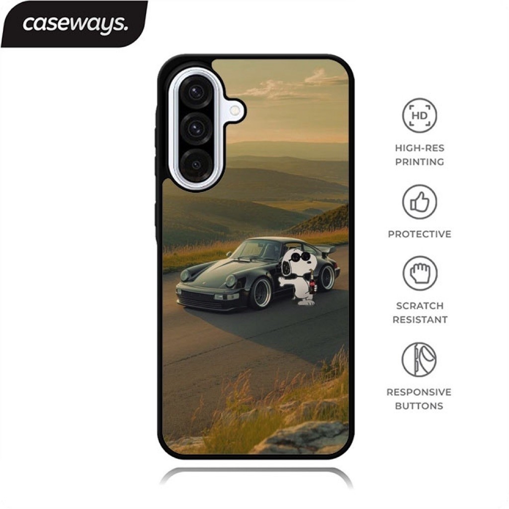 Snoopy และรถซุปเปอร์ - เคสไฮบริด Samsung Galaxy A57 A56 A55 A54 A37 A36 A35 A27 A26 A25 A17 A16 A15 