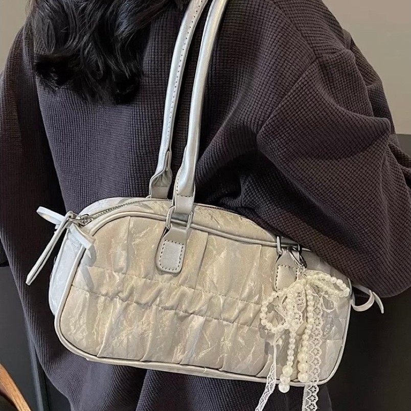 Miu Korean Velvet Grey Bag Womens Bag Korean Aesthetic Bag Velvet Grey
