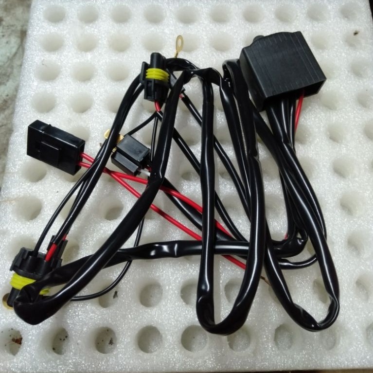SUPER RELAY CABLE HID PROJECTOR BILED PROJECTOR LED รถจักรยานยนต์รถ H4 2 ไฟ