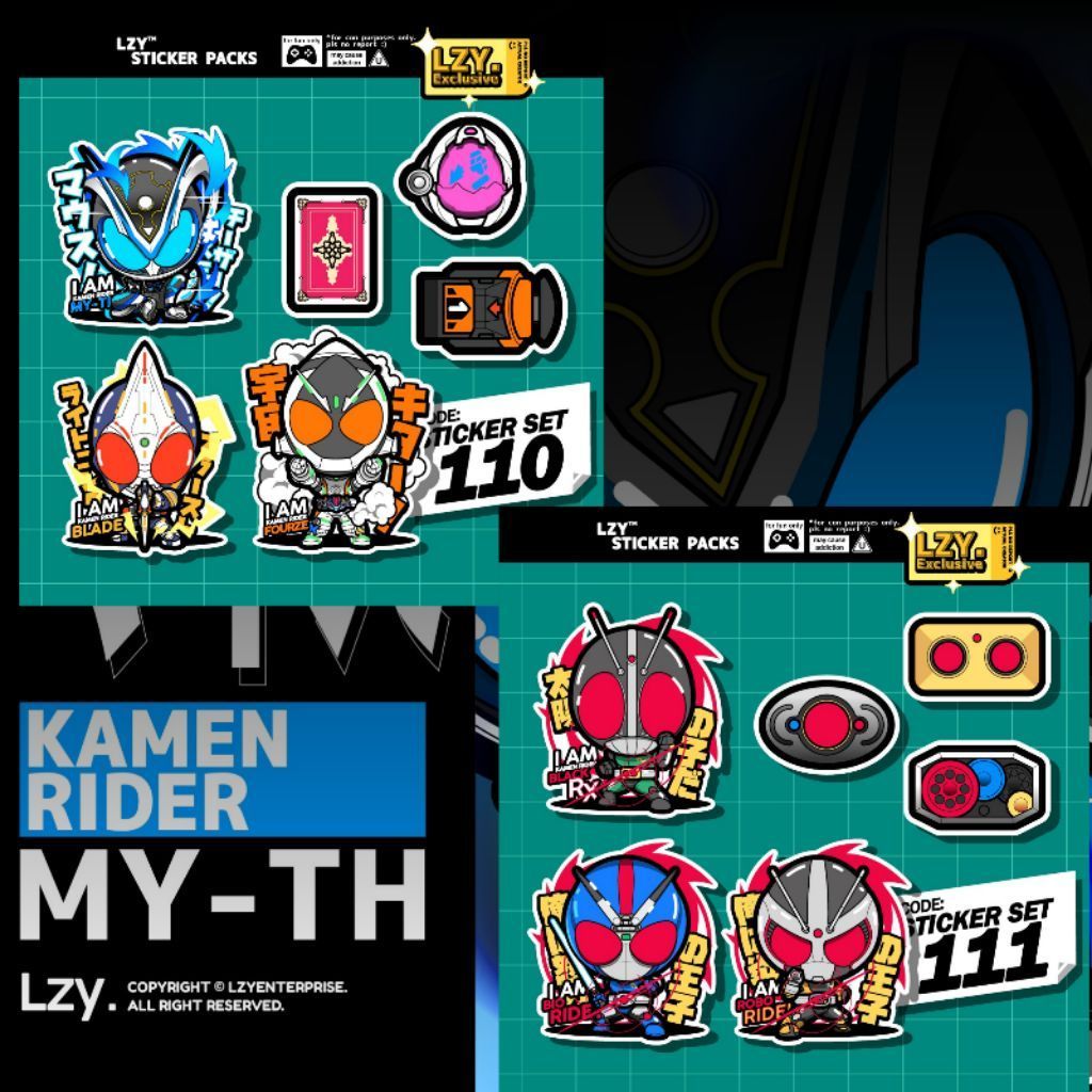 สติ๊กเกอร์ SET 110/111 KAMEN RIDER MY-TH / BLACK RX (ST-110/111) ออกแบบโดย LZY
