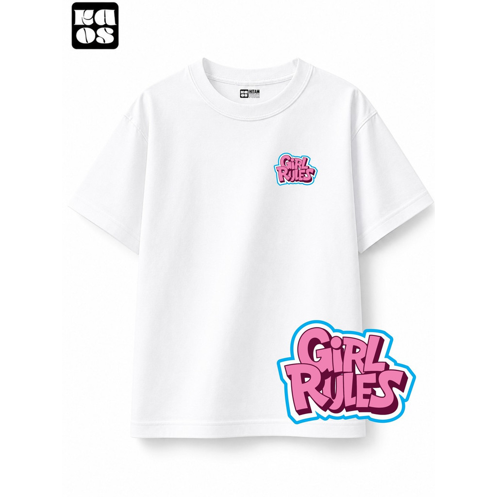 KATUN Girl Rules เสื้อยืดแขนสั้นผ้าฝ้ายหวีสีดําและสีขาวสําหรับผู้หญิง