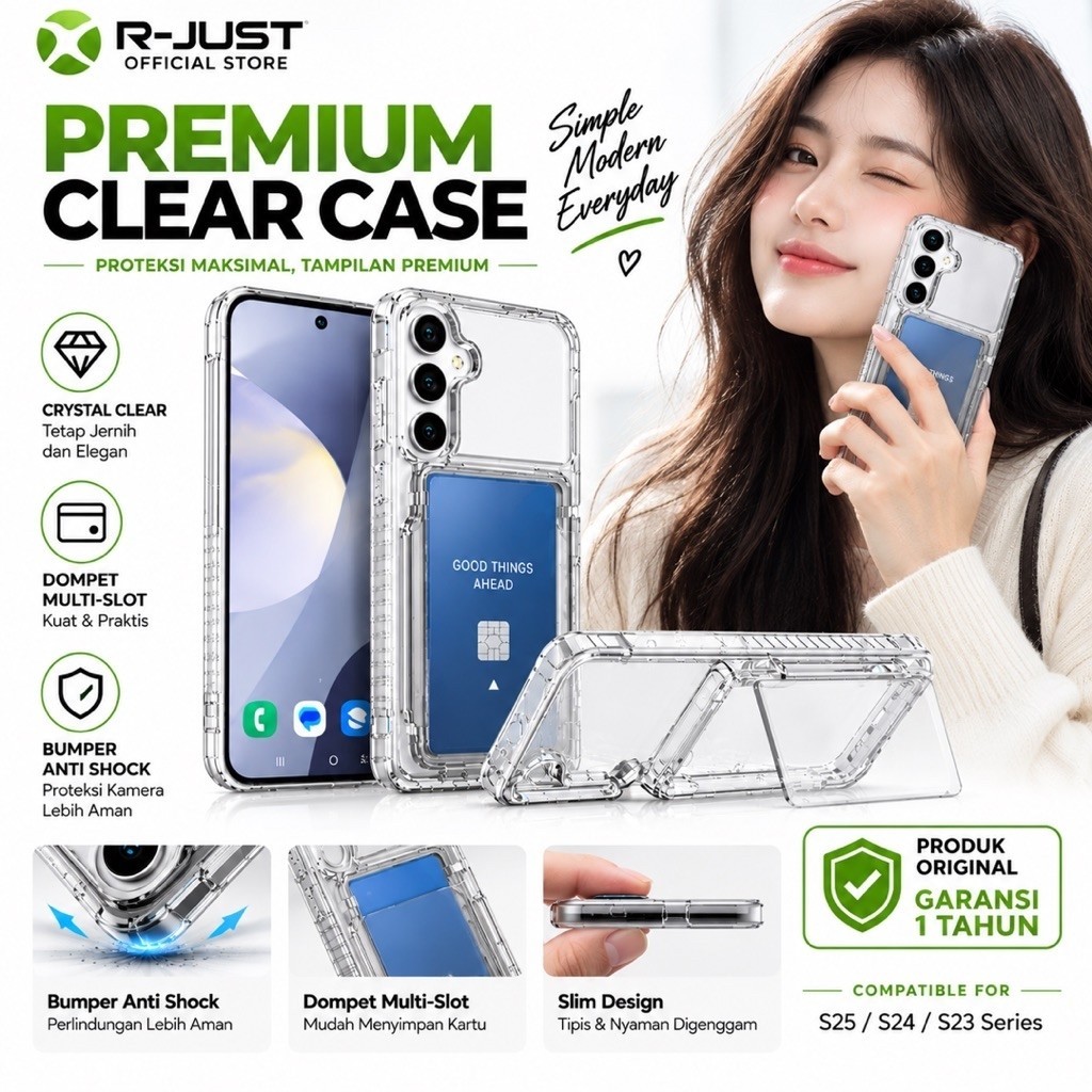 R-JUST อย่างเป็นทางการรับประกัน 1 ปีกรณีพรีเมี่ยม Samsung S25 S24 S23 Plus Ultra Anti Shock Multi Ca