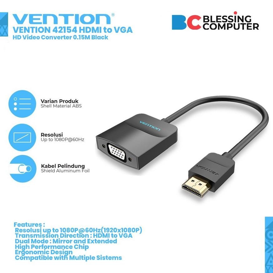 VENTION 42154 HDMI เป็น VGA HD Video Converter 0.15M สีดํา