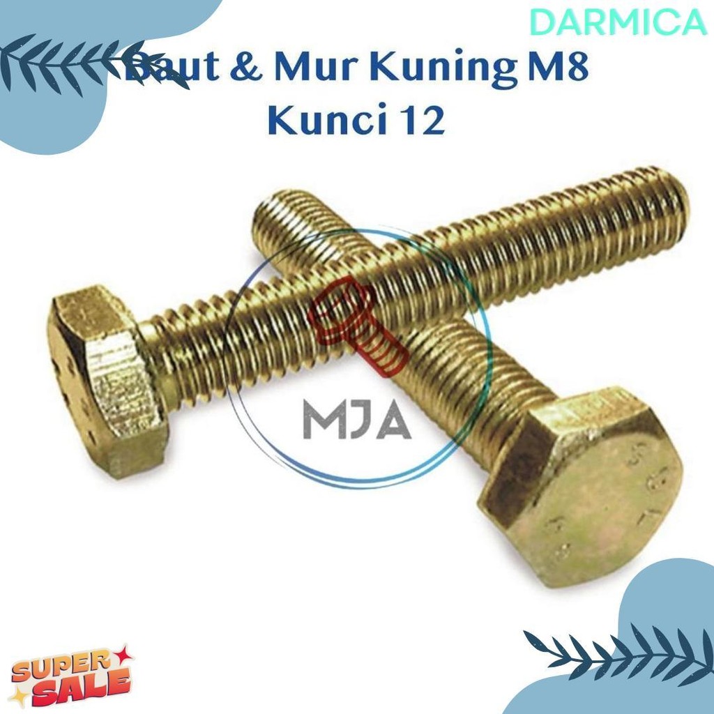 น็อตสายฟ้าเหลือง M8X30 คีย์ 12