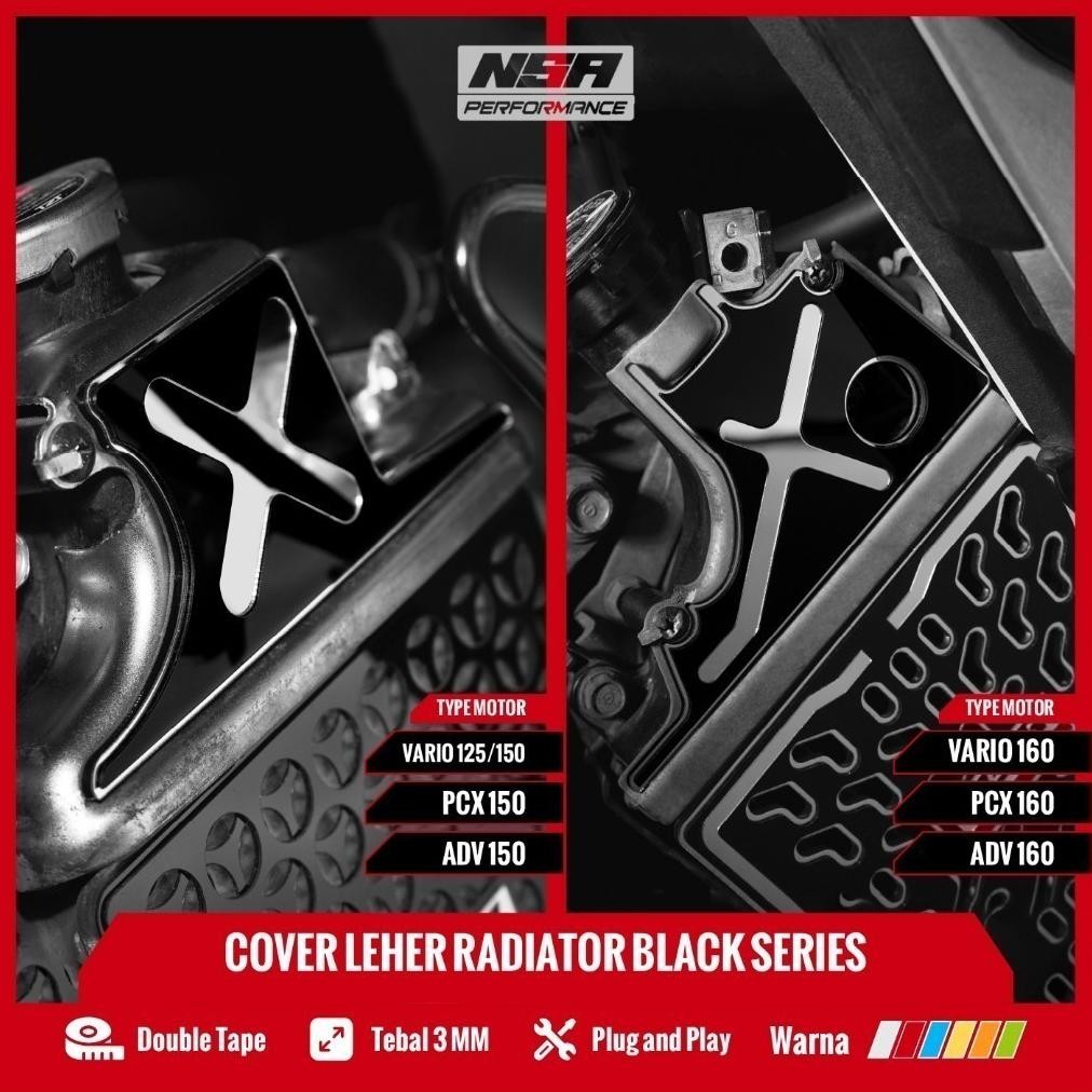 ล่าสุด - NSA RADIATOR NECK COVER BLACK SERIES HONDA (VARIO PCX ADV STYLO) หม้อน้ําคอ Garnish Honda 1