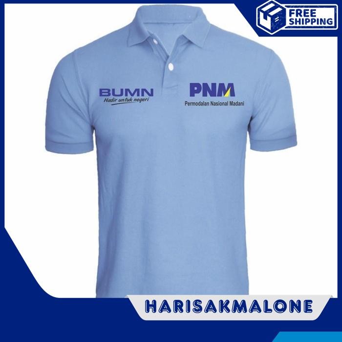 เสื้อโปโล เสื้อยืดคอปก เสื้อยืด DISTRO BUMN PNM PERMODALAN NATIONAL MADONI PLAIN CUSTOM INDONESIA ผู