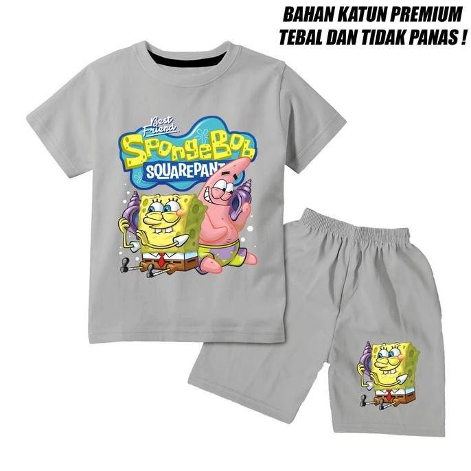 KATUN DS123 } ชุดเสื้อยืดเด็กชายและเด็กหญิงพร้อม spongebob patrick motif วัสดุผ้าฝ้ายพรีเมี่ยม dtf