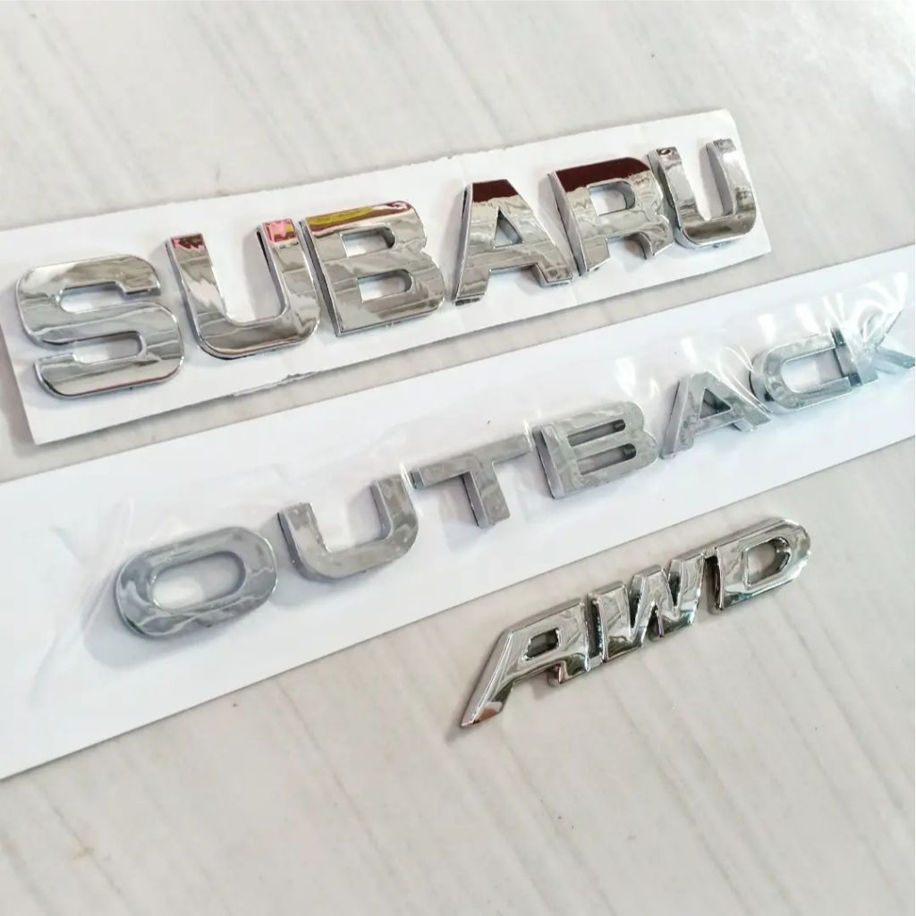 โลโก้ SUBARU Emblem outback awd ขนาดเดิมเงิน chrome embossed trunk