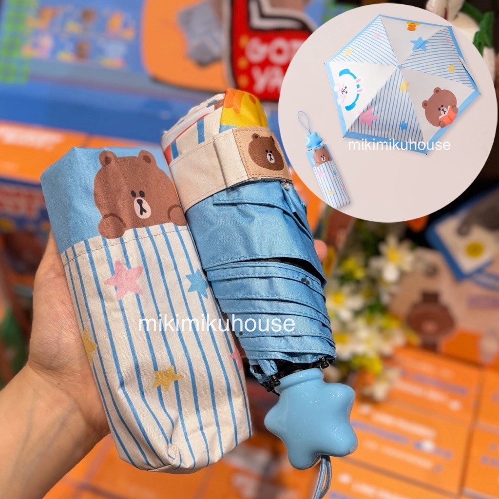 LINE FRIENDS FOLDING UMBRELLA LINE FOLDING UMBRELLA BROWN CONDITION SALLY LINE STORE FOLDABLE M&G LI