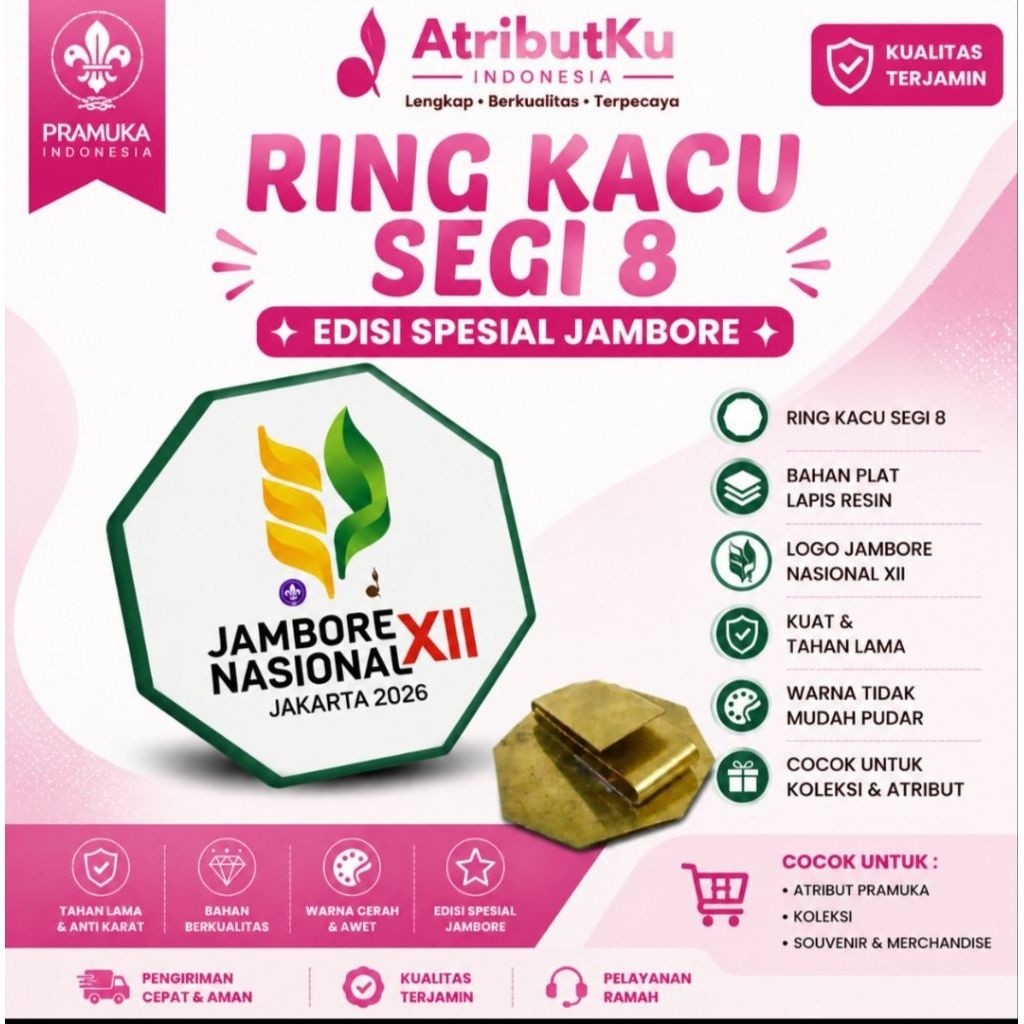 NATIONAL JAMBORE 8-SQUARE KACU RING XII 2026 | แหวนลูกเสือแผ่นชุบเรซิ่น | Wogle Scout Special Editio