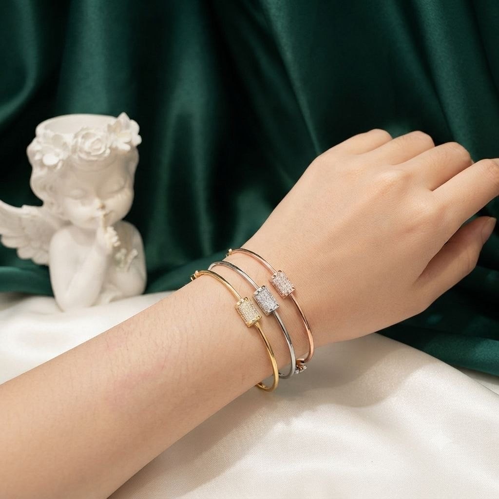 RATU Xuping88 สร้อยข้อมือกําไลข้อมือไทเทเนียมสีบรอนซ์เทียมสวยงาม QUEEN Tube Motif