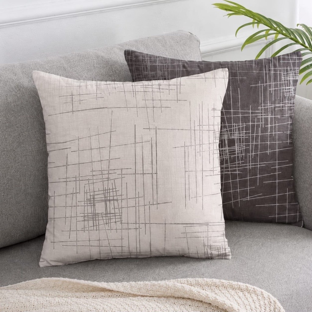 KATUN บทคัดย่อ Rustic ครีมสีน้ําตาลผ้าฝ้ายโซฟาเบาะ 30x30 40x40 45x45 50x50 60x60