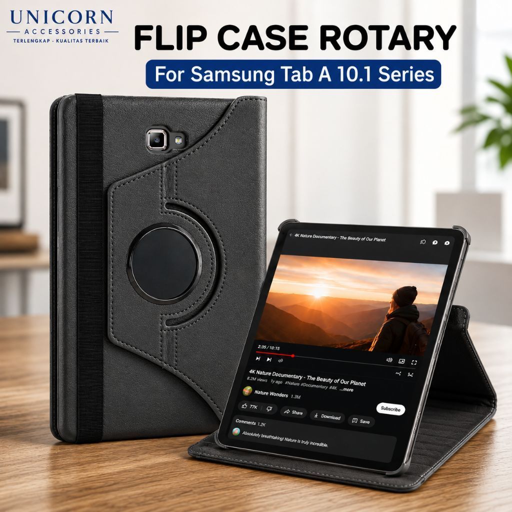 Samsung Galaxy Tab A 10.1 T515 T510 P585 P580 P585Y T580 T585 Casing Rotary Flip Book Cover Leather 