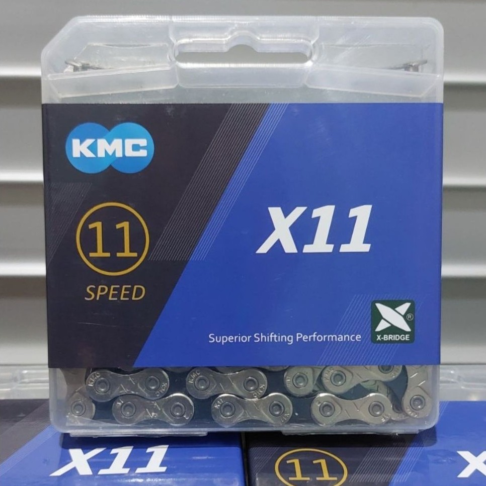 KMC X11 11 ความเร็วโซ่จักรยานสีดําเงินรวมการเชื่อมต่อโซ่สําหรับจักรยานเสือหมอบ MTB จักรยานพับ