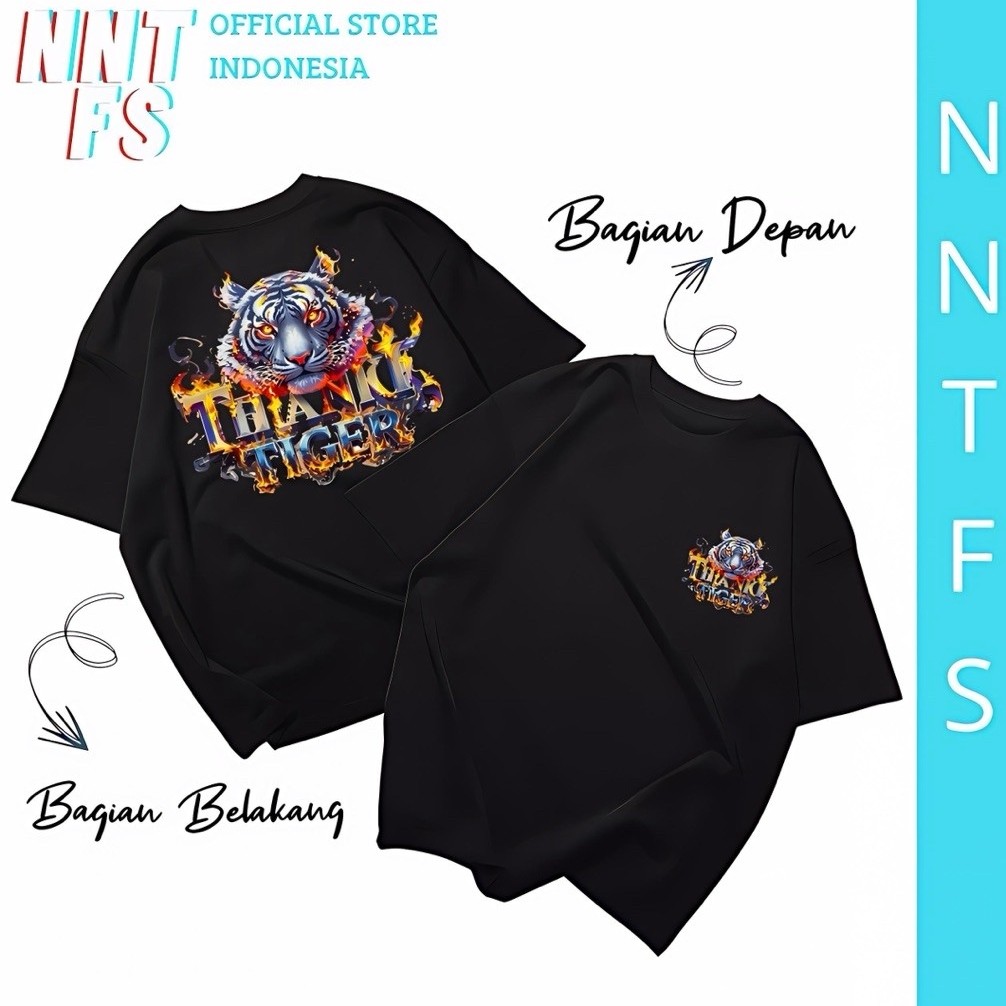 NNTFS เสื้อยืด Mens Distro Semi-Cotton 24s with Fire Tiger Motif - Thanki Tiger