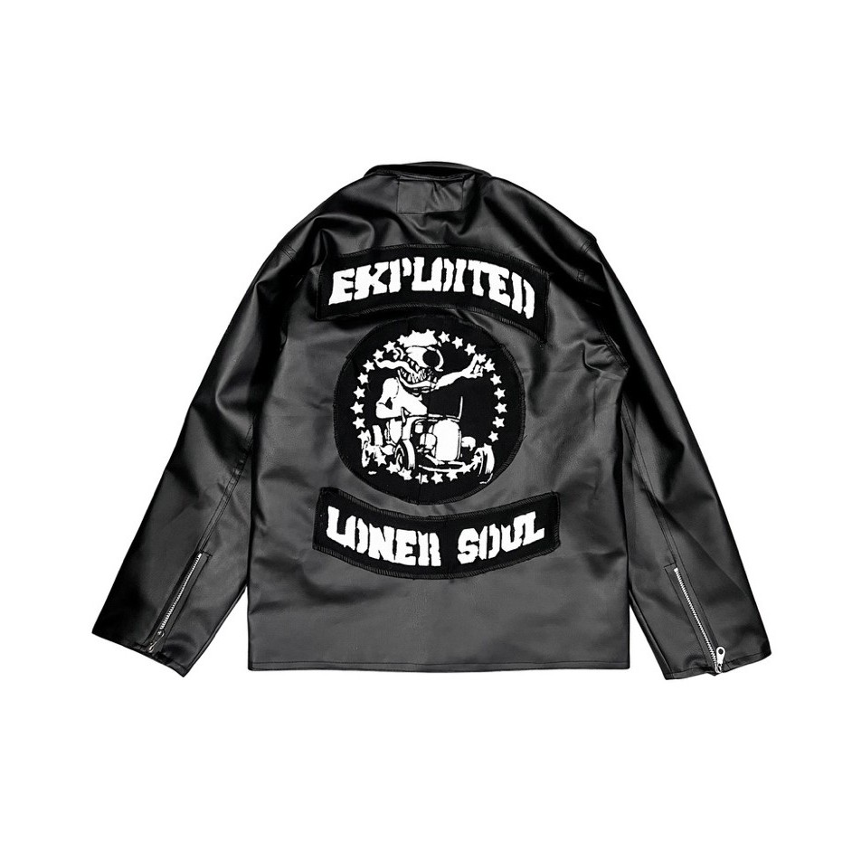 Durchvolk VSWG613 หนังสีดํารถจักรยานยนต์ Biker Jacket ภาพวาดขนาดใหญ่ผู้ชายผู้หญิง Unisex